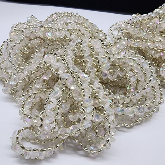 Handmade Garland Iridescent & Silver Oval Beads 9 Yards 22" each 2 Strands VTG - Picture 3 of 3